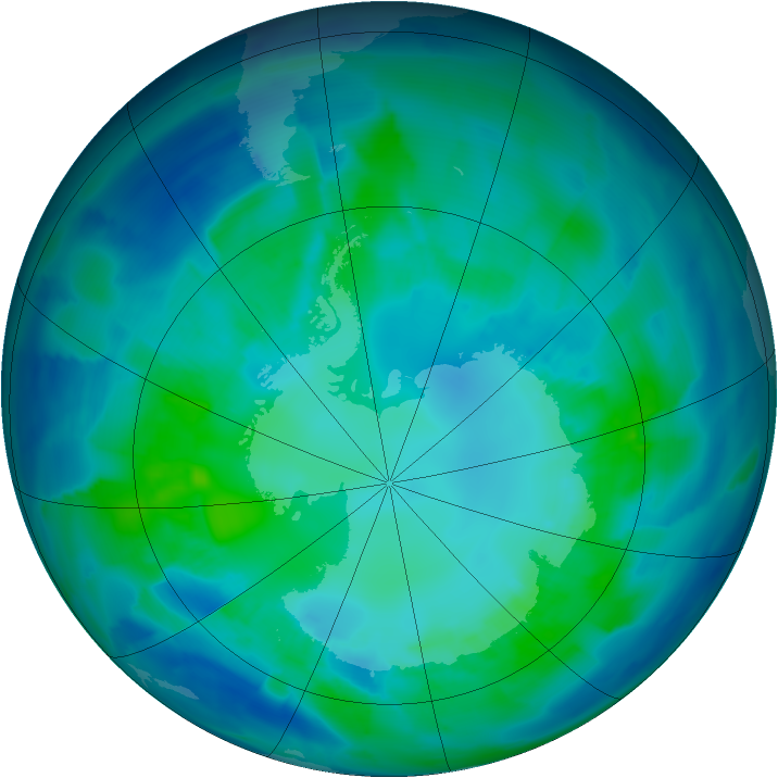 Antarctic ozone map for 19 April 2012